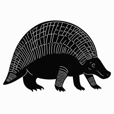 Dev Armadillo silueti, Grafikler için Chic Monochrome Vektör Silueti.