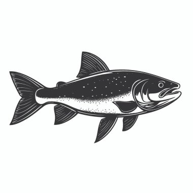 Salmon silhouette,Minimalist Flat Black and White Silhouette Icon. clipart