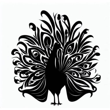 Vector Silhouette of Peacock, Elegant Peacock Illustration for Exotic Bird and Nature Designs clipart