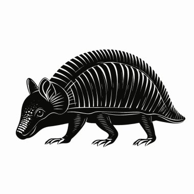 Armadillo düz vektör simgesi, Markalaşma için Basit Siyah ve Beyaz Siluet.
