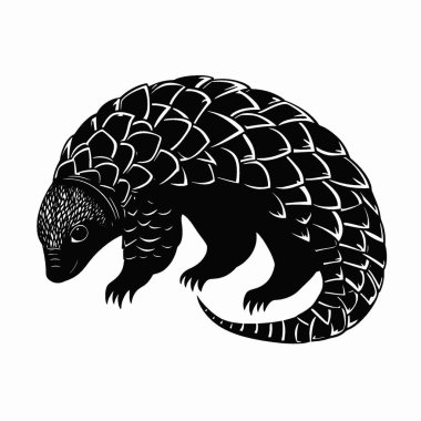 Afrika Ağacı Pangolin düz vektör simgesi, Grafikler için Tek Renkli Vektör Silueti.