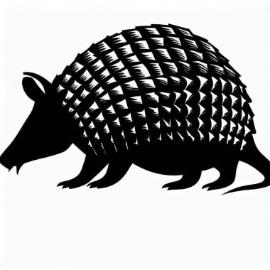 Vector Silhouette of Armadillo, Armored Armadillo Illustration for Wildlife and Nature Themes clipart