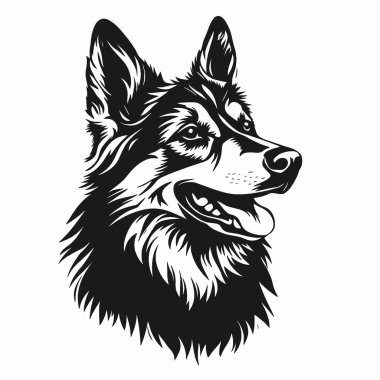 Gerberian Shepsky silueti, Markalaşma için Basit Siyah ve Beyaz Siluet.