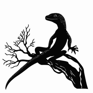 Emerald Tree Monitor silhouette,Modern Black and White Silhouette Flat Icon. clipart