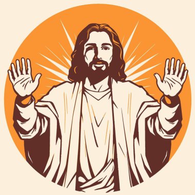 Açık Avuç Logosu olan İsa, Hıristiyanlık, Sembol, Simge, Şekil.