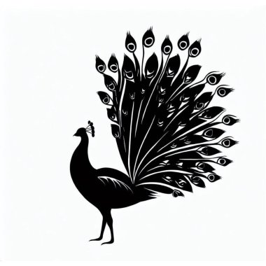 Vector Silhouette of Peacock, Elegant Peacock Illustration for Exotic Bird and Nature Designs clipart