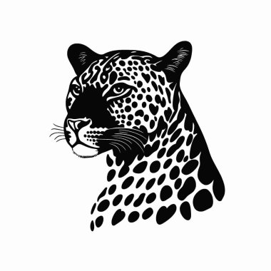 Amur Leopar silueti, Siyah ve Beyaz Siluet Tasarım Vektörü Simgesi.