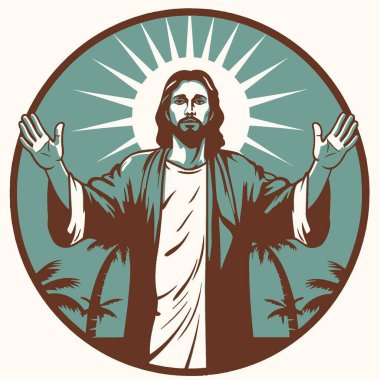 Açık Avuç Logosu olan İsa, Hıristiyanlık, Sembol, Simge, Şekil.