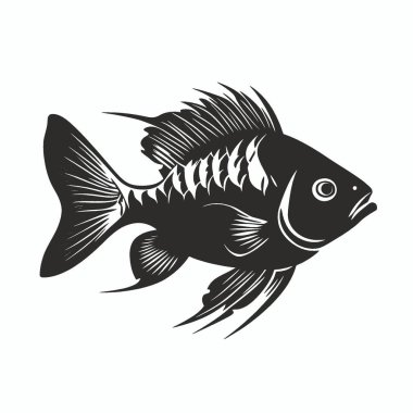 Oscar Fish silueti, Ebedi Siyah ve Beyaz Vektör Siluet Tasarımı.