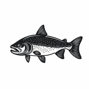 Bull Trout silhouette,Chic Monochrome Vector Silhouette for Graphics. clipart