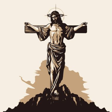 Çapraz Logo Tek Renkli Vektör Sanatında İsa Dini Din, Hıristiyanlık, Sembol, Simge, Simge, Şekil.