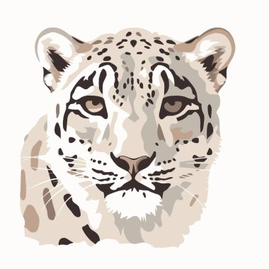 Bulunması zor Kar Leoparı Yassı Vektör Sanat Vahşi Yaşam, Hayvan, Kar, Doğa, Simge.