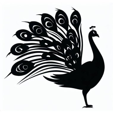 Vector Silhouette of Peacock, Elegant Peacock Illustration for Exotic Bird and Nature Designs clipart