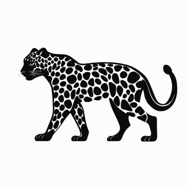 Projeler için Leopar silueti, Çok Yönlü Siyah ve Beyaz Vektör Simgesi.