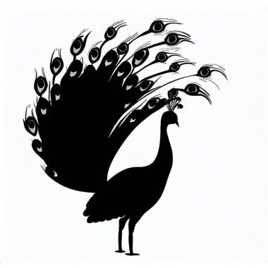 Vector Silhouette of Peacock, Elegant Peacock Illustration for Exotic Bird and Nature Designs clipart