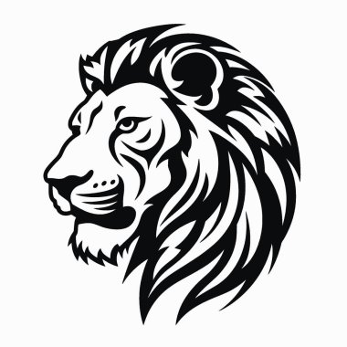 lion flat vector icon,Modern Black and White Silhouette Flat Icon. clipart