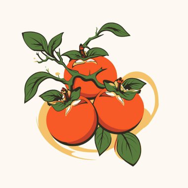 Persimmon Logo Vektör Sanatı Sade Arkaplan Meyve, Turuncu, Tatlı, Simge.