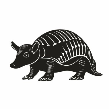 Armadillo düz vektör simgesi, Markalaşma için Basit Siyah ve Beyaz Siluet.