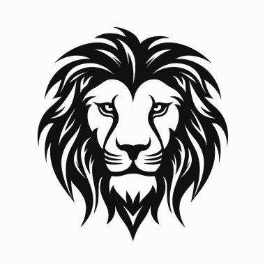 lion flat vector icon,Modern Black and White Silhouette Flat Icon. clipart