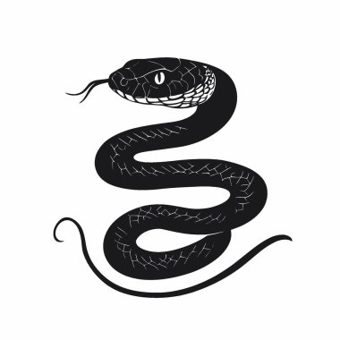 Pine Snake silueti, Grafikler için Chic Monochrome Vektör Silueti.