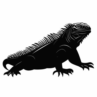 Galapagos Land Iguana düz vektör simgesi, Projeler için Çok Yönlü Siyah ve Beyaz Vektör Simgesi.