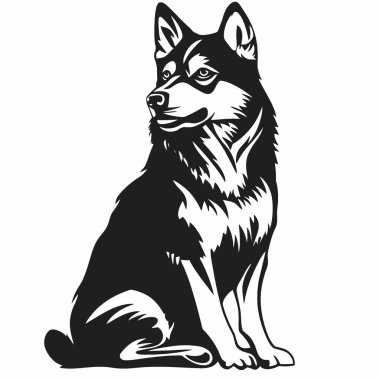 Huskador silueti, Modern Siyah ve Beyaz Siluet Düz Simge.