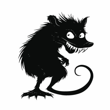 Tazmanian devil silhouette,Minimalist Flat Black and White Silhouette Icon. clipart