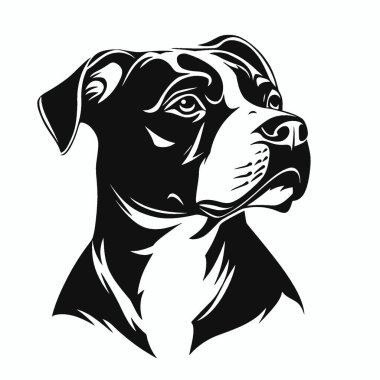 Pitbull silueti, Temiz Siyah ve Beyaz Vektör Siluet Sanatı.