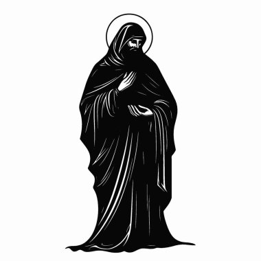 Altın Saint silueti, Temiz Siyah ve Beyaz Vektör Siluet Sanatı.
