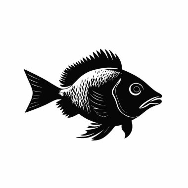 Lumpfish silueti, Stil Siyah ve Beyaz Simge Düz Vektör Tasarımı.
