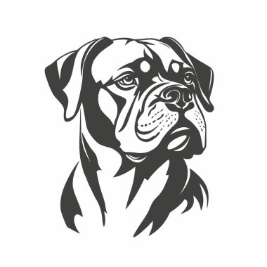 Bull Mastiff düz vektör simgesi, Markalaşma için Basit Siyah ve Beyaz Siluet.