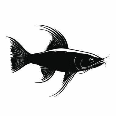 Electric Catfish silhouette,Modern Black and White Silhouette Flat Icon. clipart