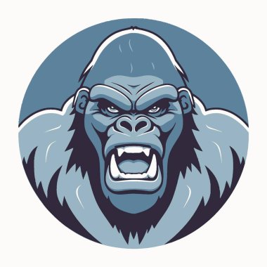 Dominant Gorilla Flat Vector Art Primate, Wildlife, Animal, Ape, Icon. clipart