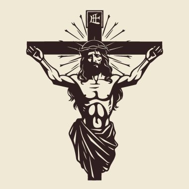 Çapraz Logo Tek Renkli Vektör Sanatında İsa Dini Din, Hıristiyanlık, Sembol, Simge, Simge, Şekil.