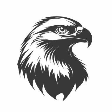 Kartal silueti, Siyah ve Beyaz Siluet Tasarım için Vektör Simgesi.