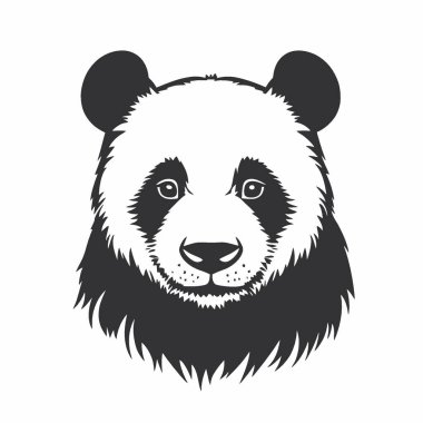 Panda düz vektör simgesi, Temiz Siyah ve Beyaz Vektör Siluet Sanatı.