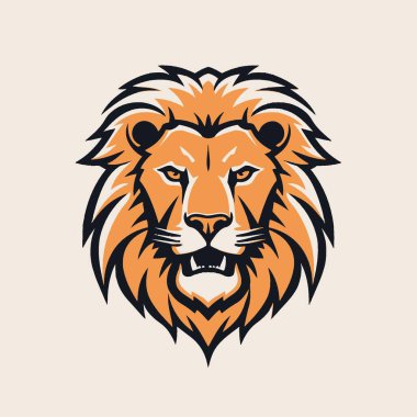 Arkaplanda Aslan Logosu Logosu Tarzı Vektör Sanatı, Vahşi Yaşam, Hayvan, Kedi, Yırtıcı, Simge.