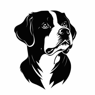 Apenzeller Köpek silueti, Grafikler için Tek Renk Vektör Silueti.