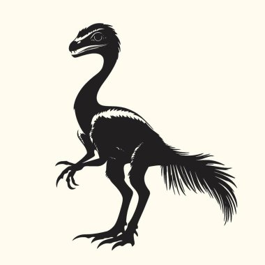 Oviraptor silhouette,Chic Monochrome Vector Silhouette for Graphics. clipart