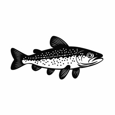 Grafikler için Dolly Varden düz vektör simgesi, Chic Monochrome Vektör Silueti.
