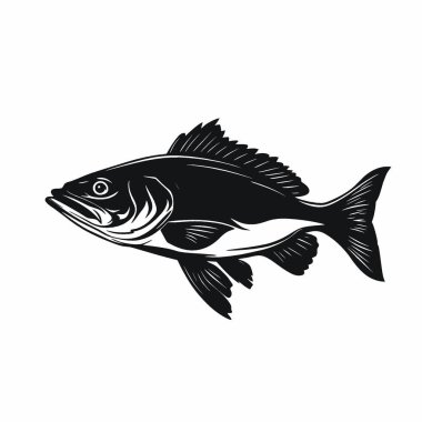Alaska Pollock silueti, Modern Siyah ve Beyaz Siluet Düz Simge.