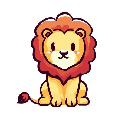 Cute Lion Vector Illustration, Adorable Lion Character Design for Wildlife Themes clipart