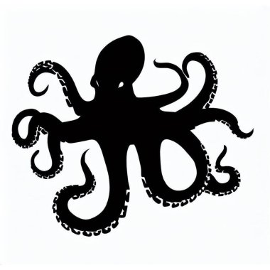 Vector Silhouette of Octopus, Intelligent Octopus Illustration for Marine and Sea Themes clipart