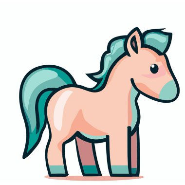 Unicorn Vector, Sihirli ve Büyüleyici Tek Boynuzlu At Fantezi ve Peri Masalı Teması