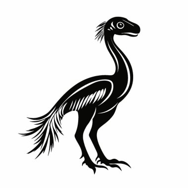 Oviraptor silueti, Grafikler için Chic Monochrome Vektör Silueti.