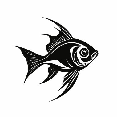 Ladyfish silhouette,Elegant Black and White Silhouette Flat Icon. clipart