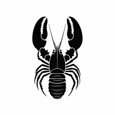 Lobster silhouette,Modern Black and White Silhouette Flat Icon. clipart