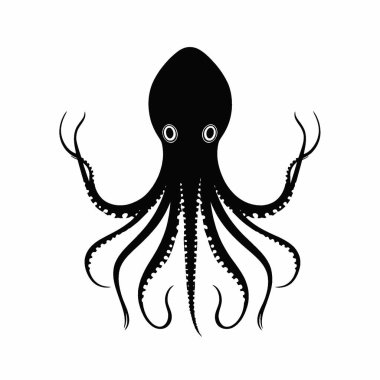 Humboldt Squid silhouette,Clean Black and White Vector Silhouette Art. clipart