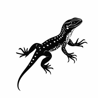 Leopar Kertenkele silueti, Tarz Siyah ve Beyaz Simge Düz Vektör Tasarımı.