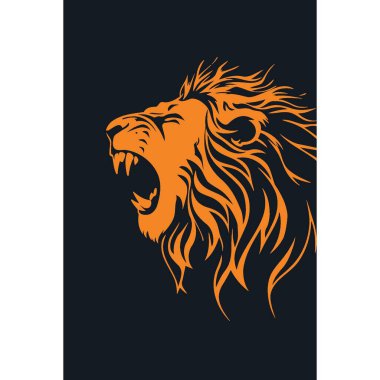 Roaring Lion Logo Icon Vector Single Colour Logo Style Animal, Lion, Wildlife, Icon. clipart